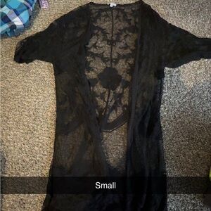 Black Lace Kimono Cardigan